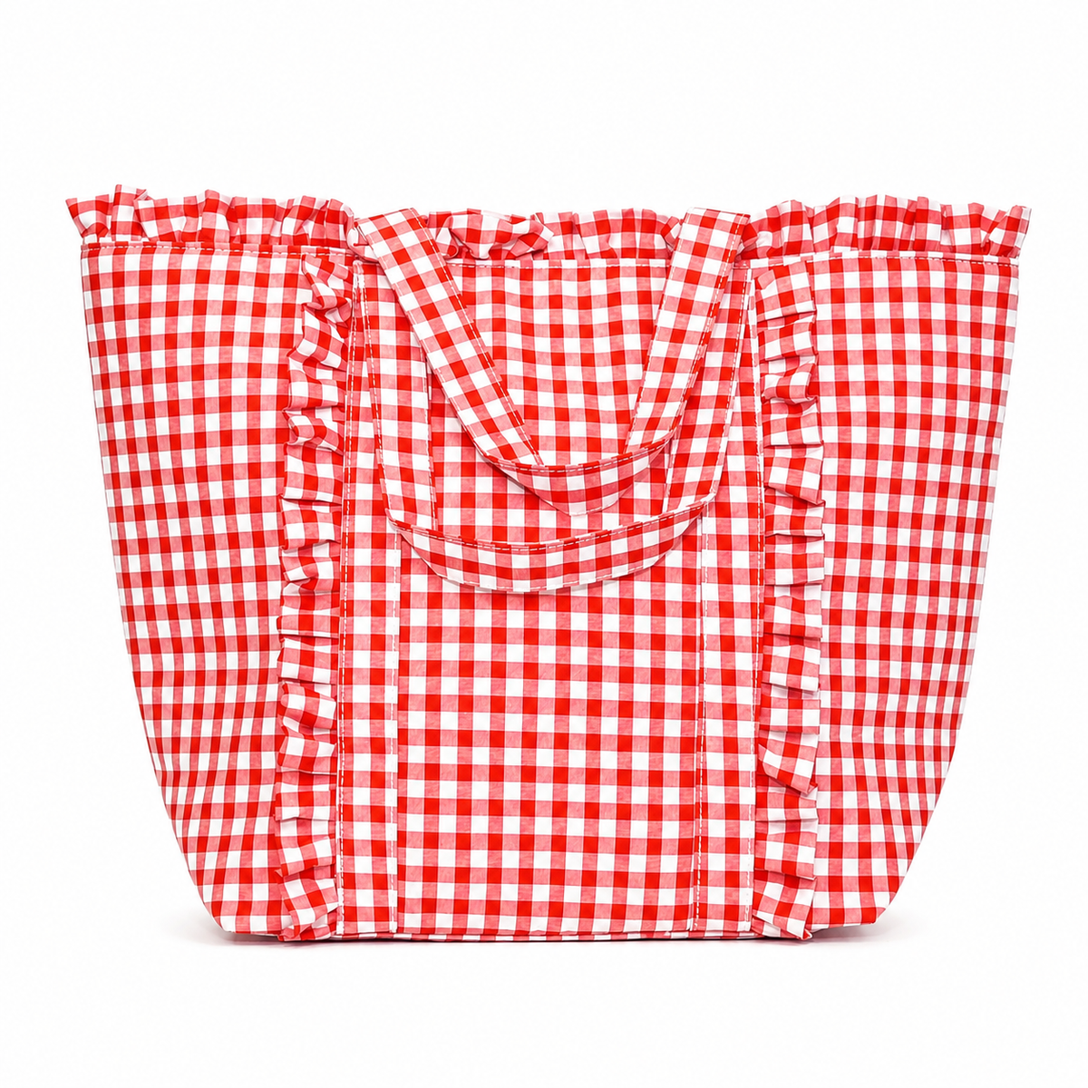 Gingham Ruffle Tote Bag Gingham Tote Embroidery Friendly : Royal