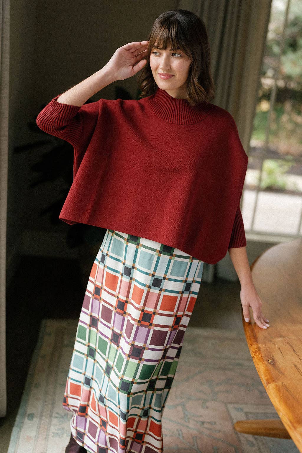 Wine Sophia Oversized Sweater