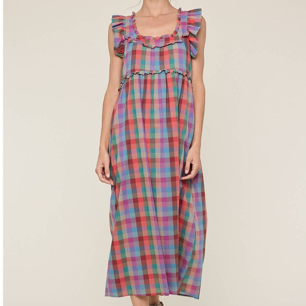 Watercolor Plaid Dress