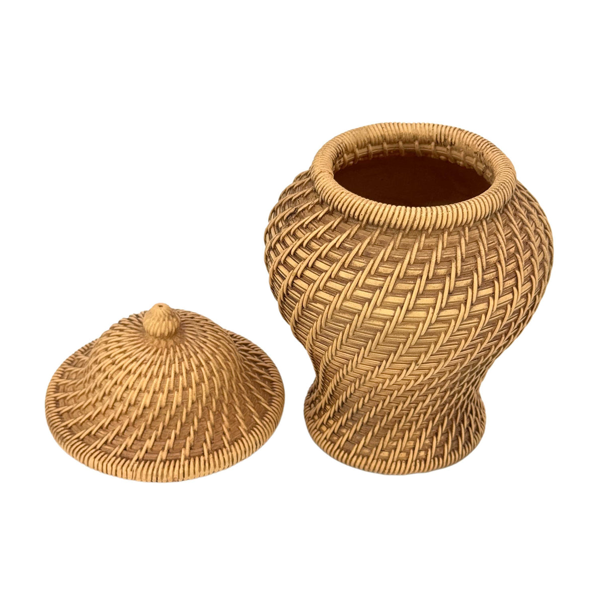 8" Ceramic Wicker Jar