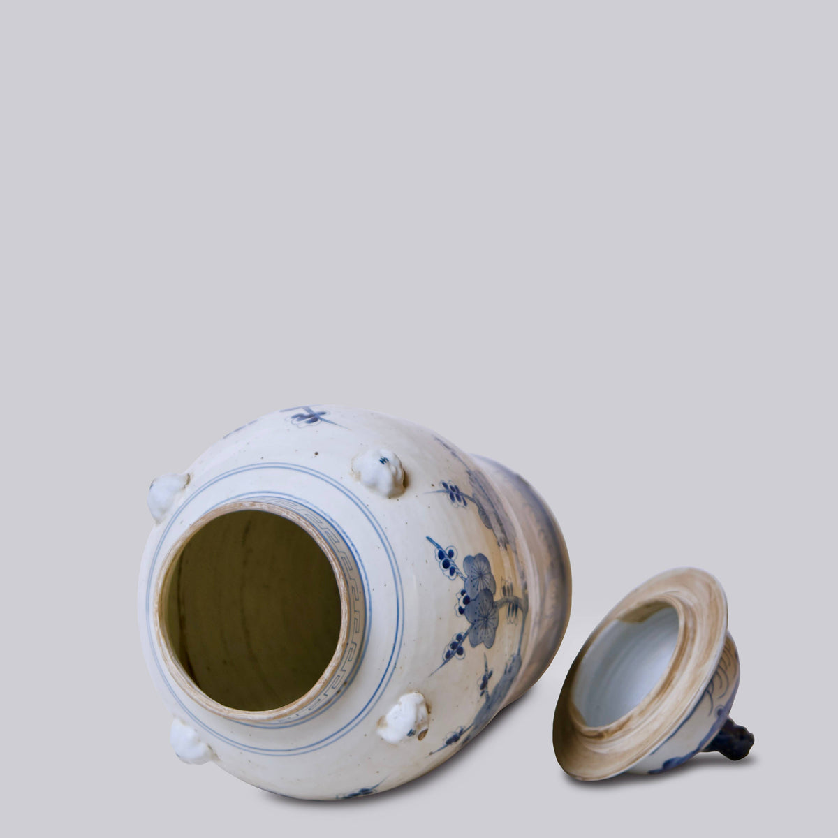 Blossoms Blue and White Porcelain Temple Jar