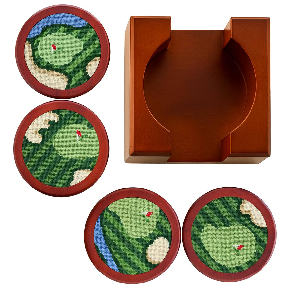 Needlepoint Golf Coaster Set