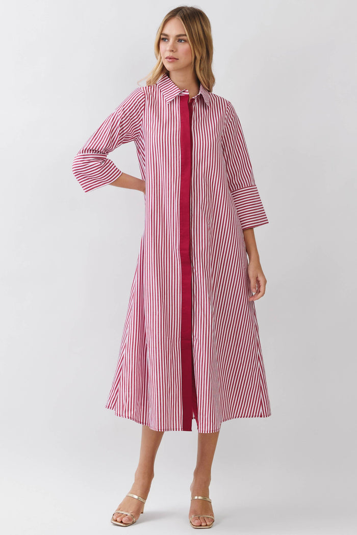 Stripe Collar Crimson Caftan