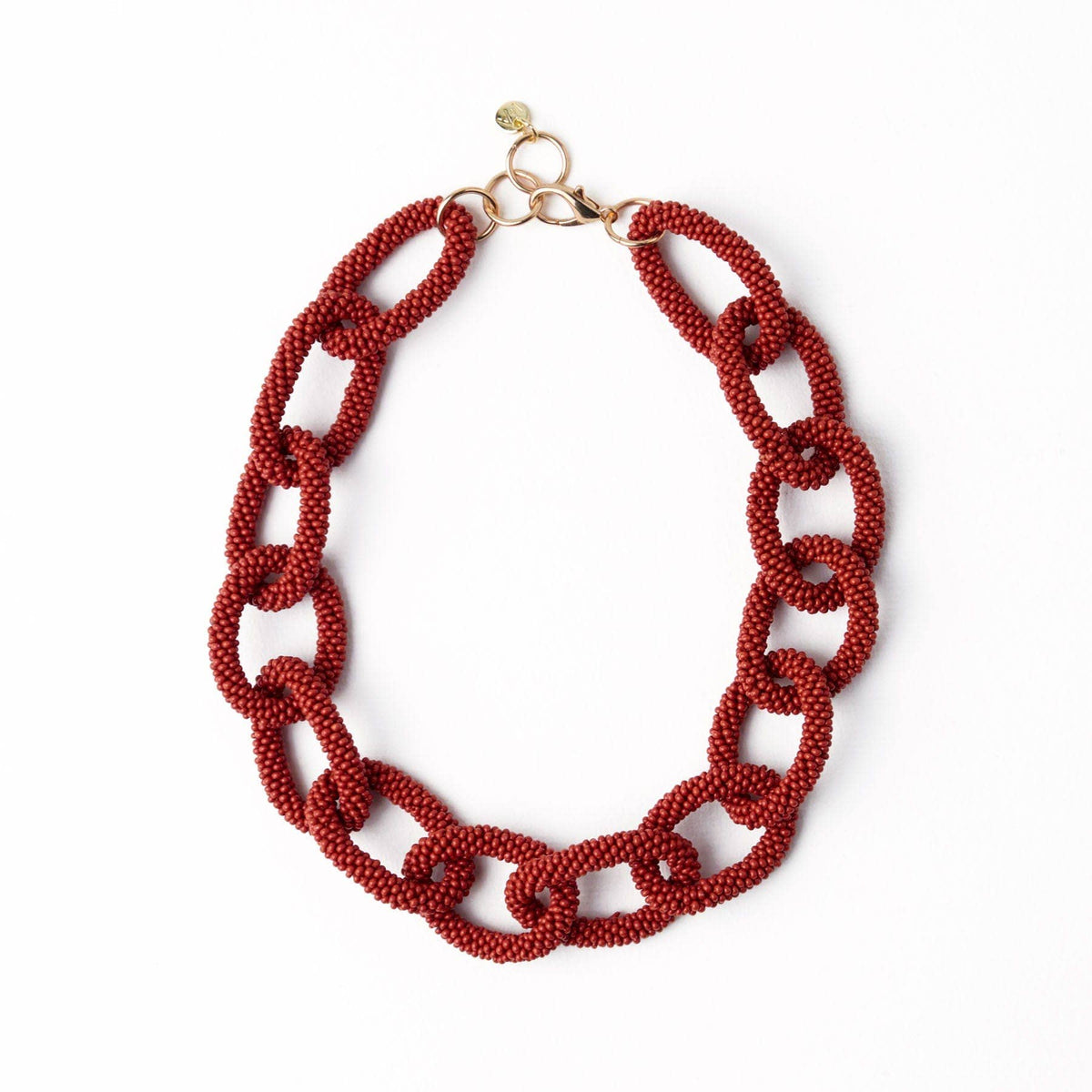Jenna Chain Link Beaded Necklace Rust