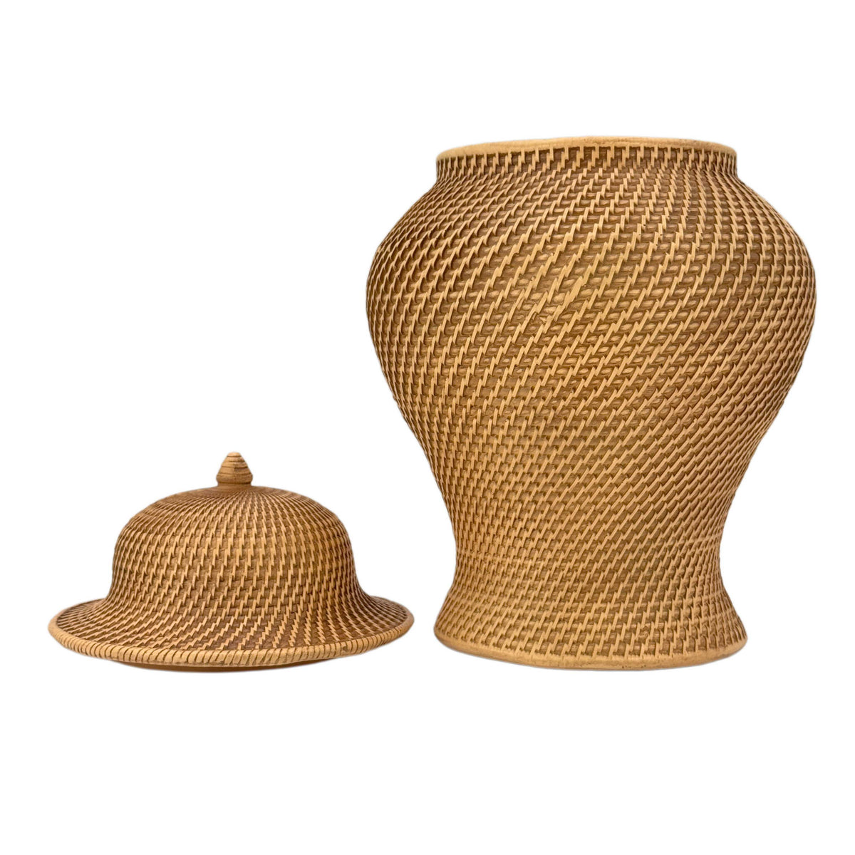16" Ceramic Wicker Jar