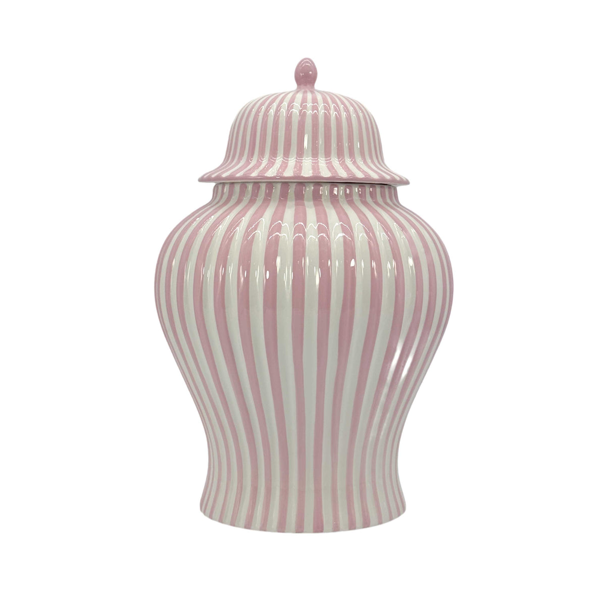 Pink & White Candy Cane Striped Ceramic Vase 18"