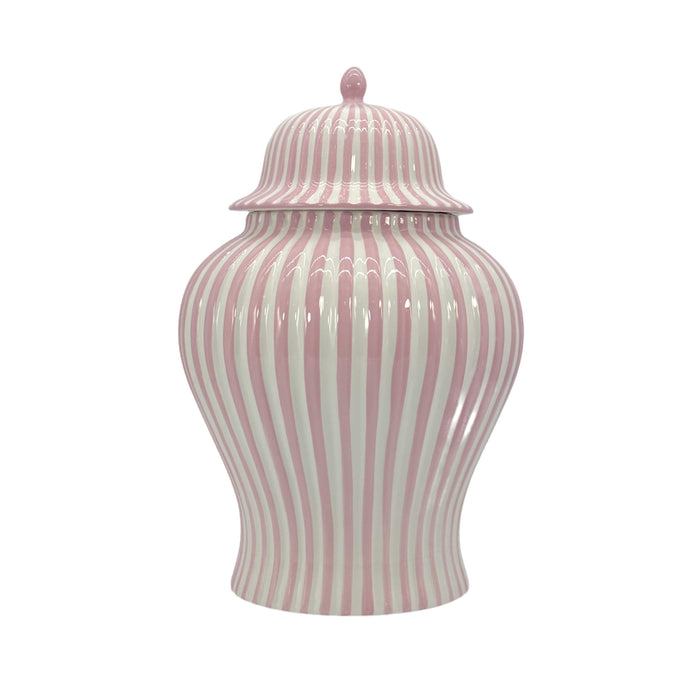 Pink & White Candy Cane Striped Ceramic Vase 18"