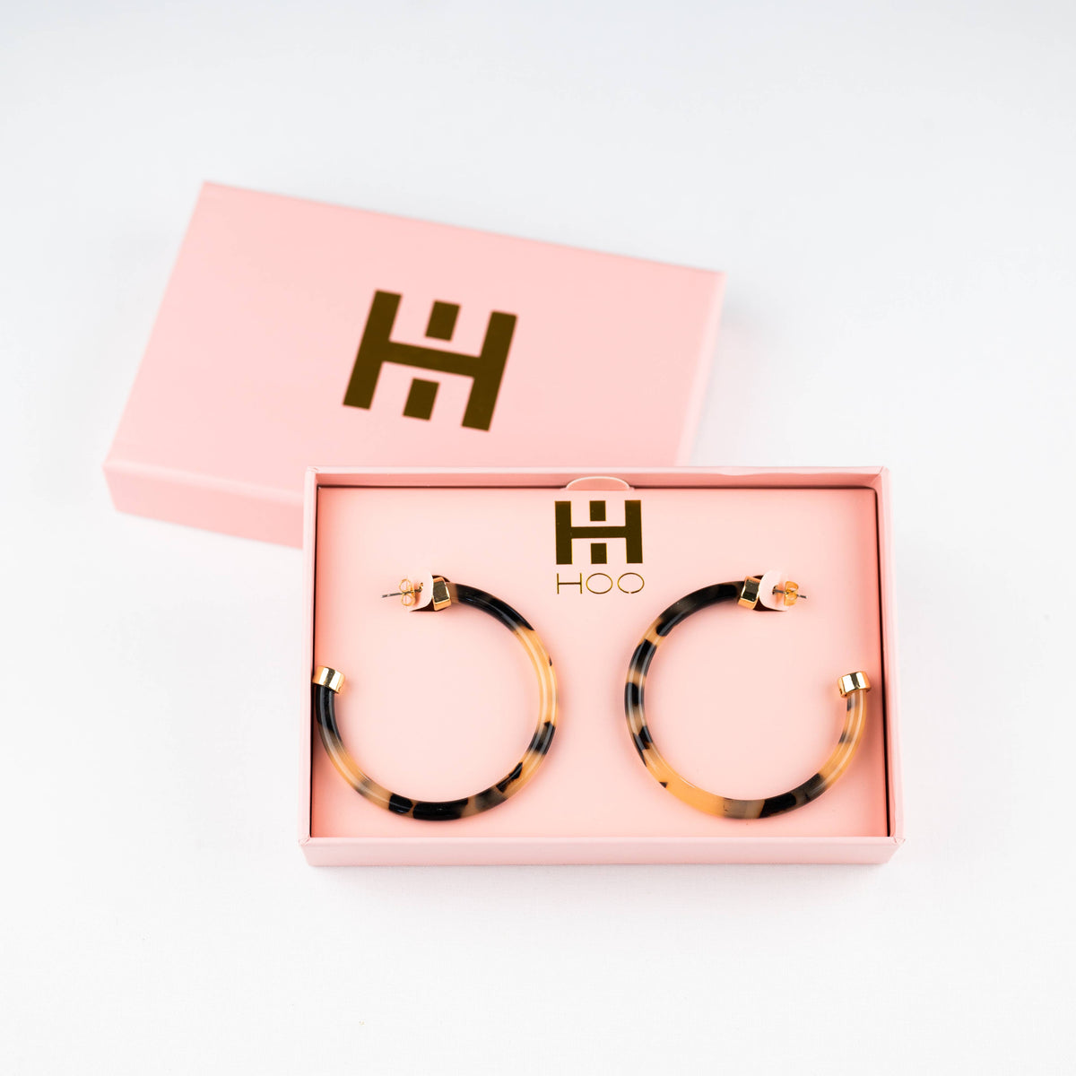 Tortoise Shell Lightweight Acrylic Hoop Earrings: Small