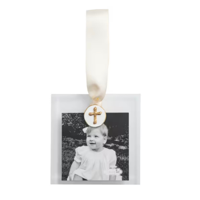 Gold Acrylic Cross Picture Frame Ornament