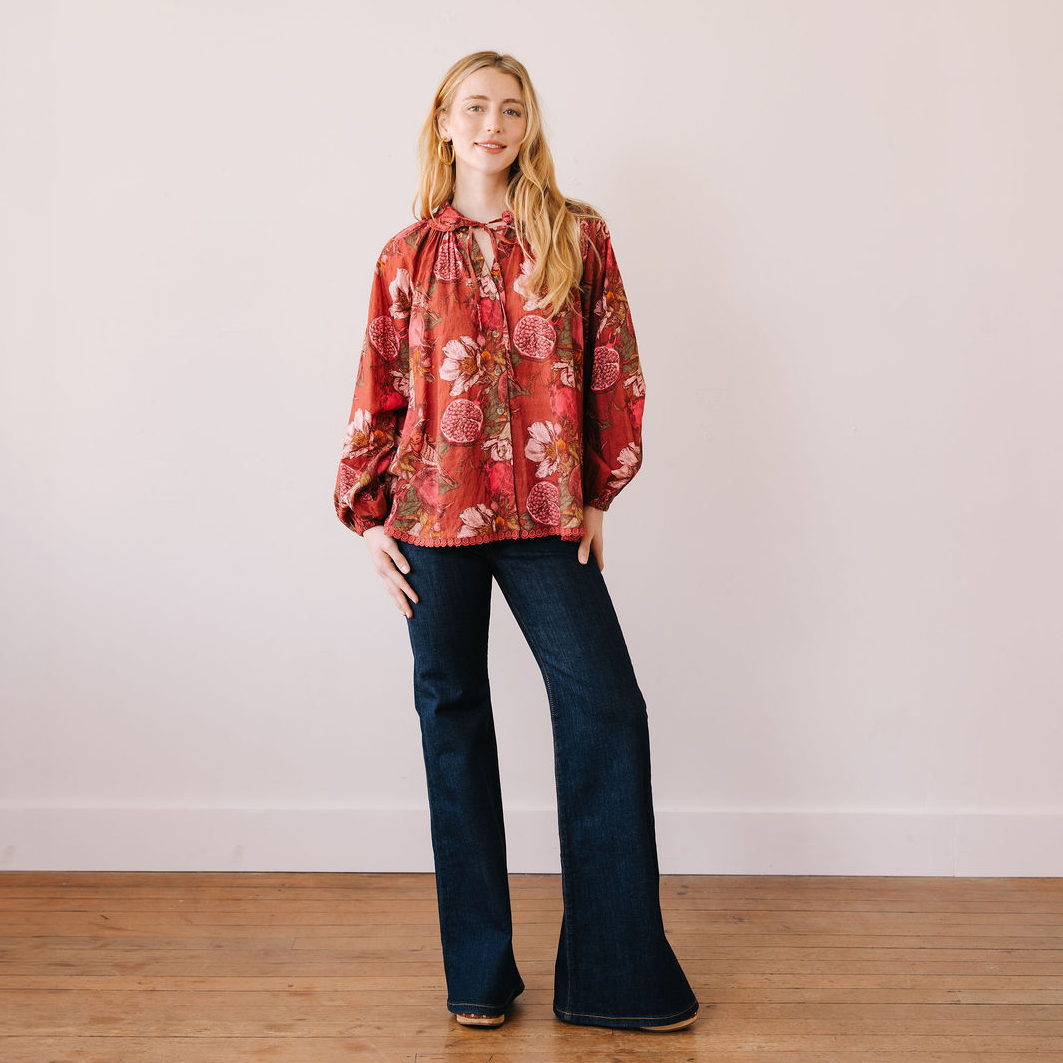 Pomegranate Floral Willa Top
