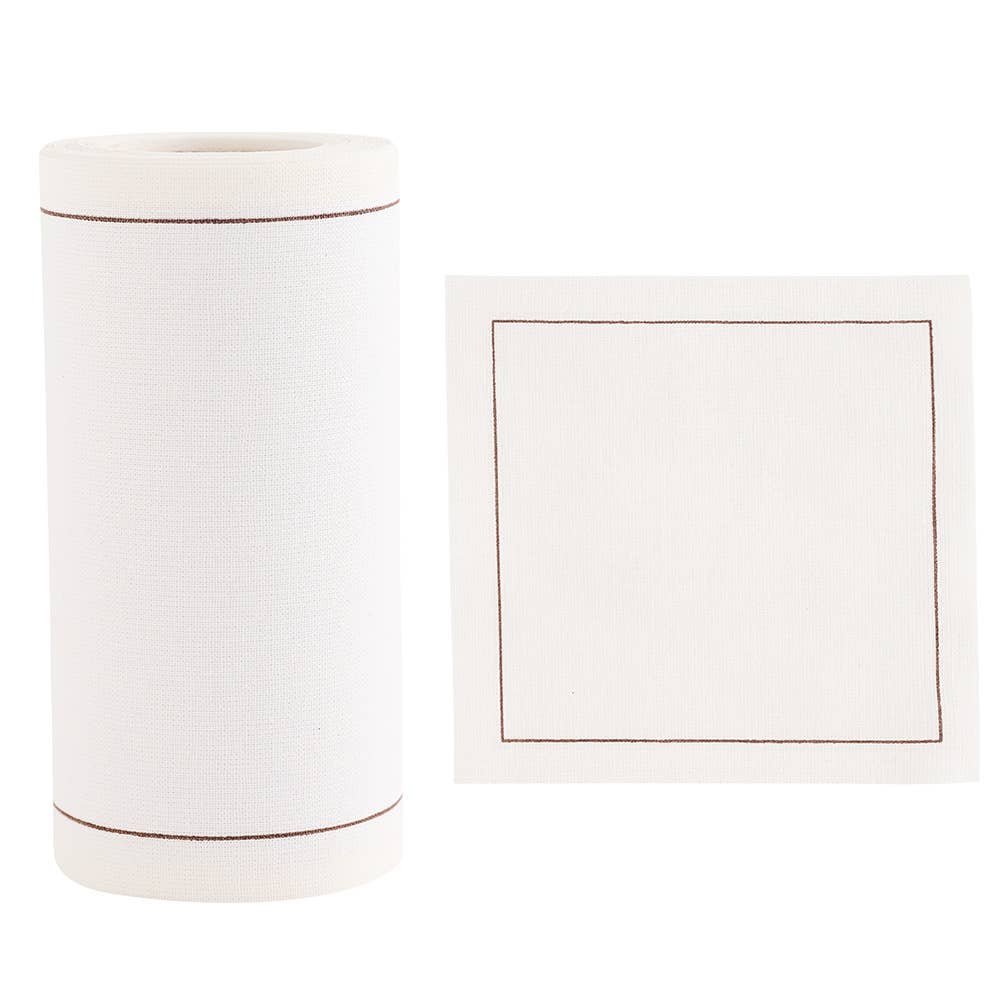 Cotton Cocktail Napkin Roll: White Rabbit