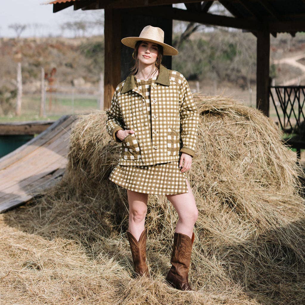 Painted Gingham Barn Jacket