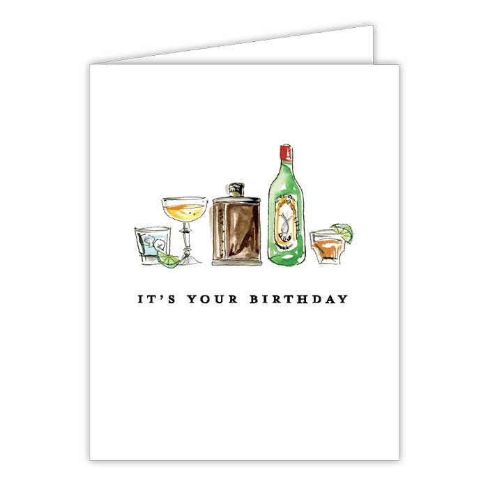 Its Your Birthday Flask and Cocktails Greeting Card