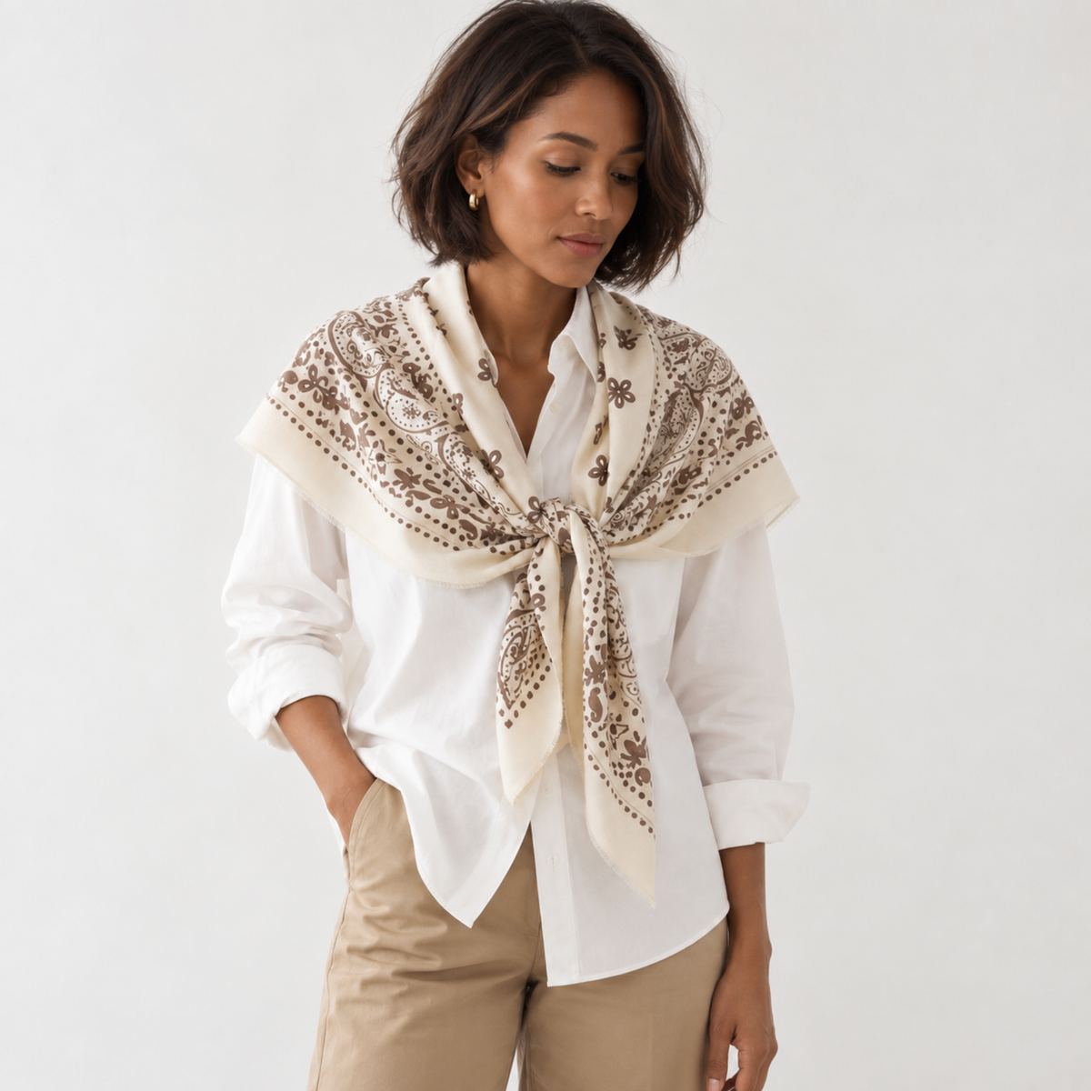 Espresso Brown Oversized Bandana Scarf