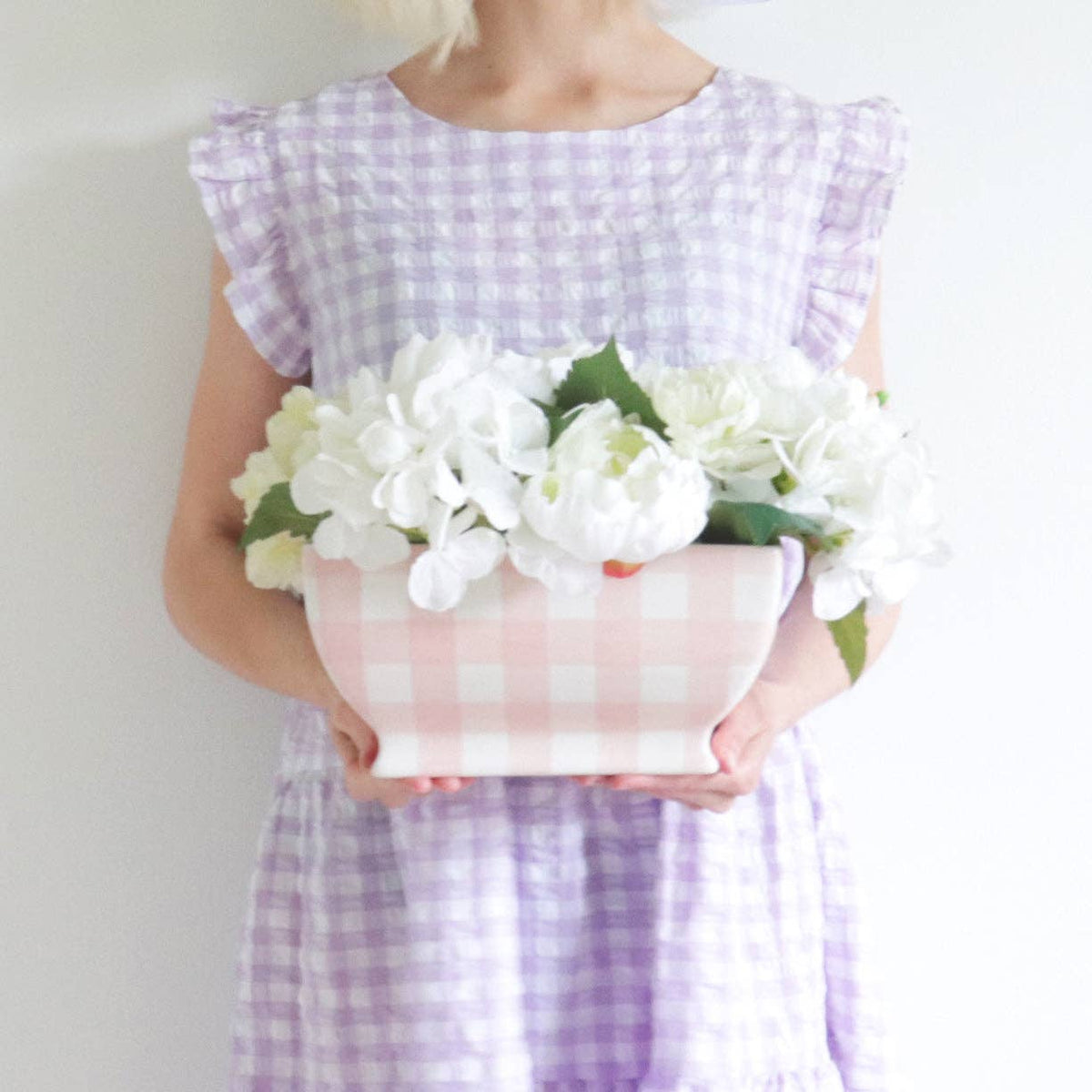 Pink Gingham Planter