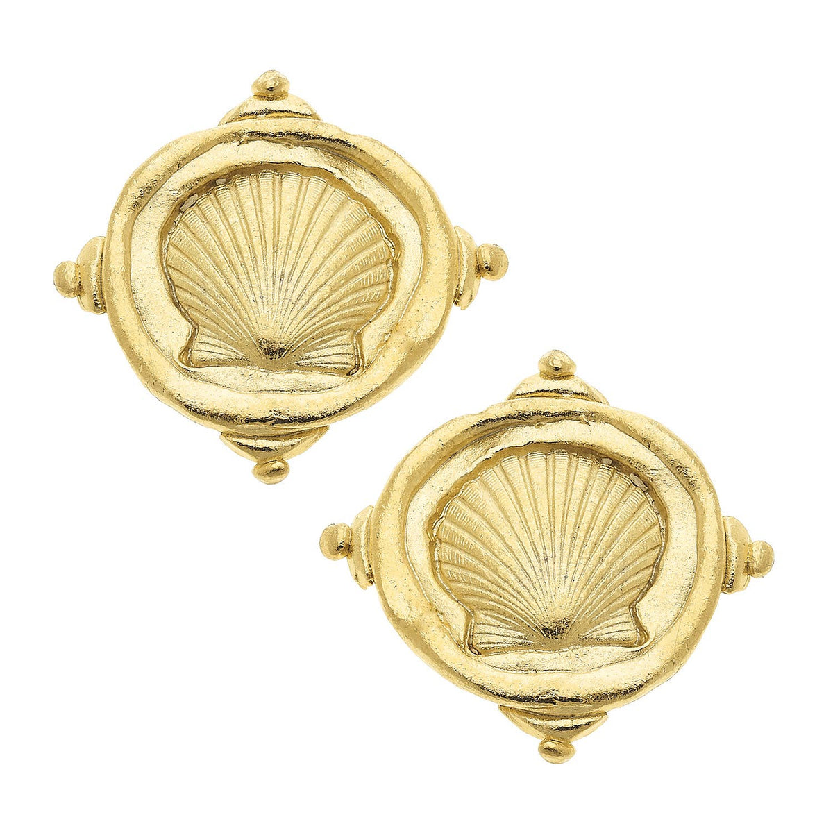 Gold Seashell Pierced Earrings