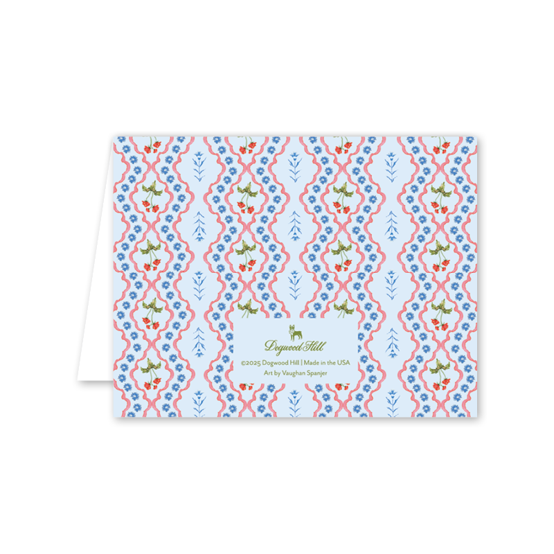 Lamia Damask Blue Thank You: Single Card