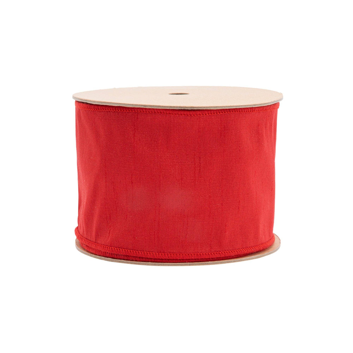 4" Wired Dupioni Ribbon | Red | 10 Yard Roll