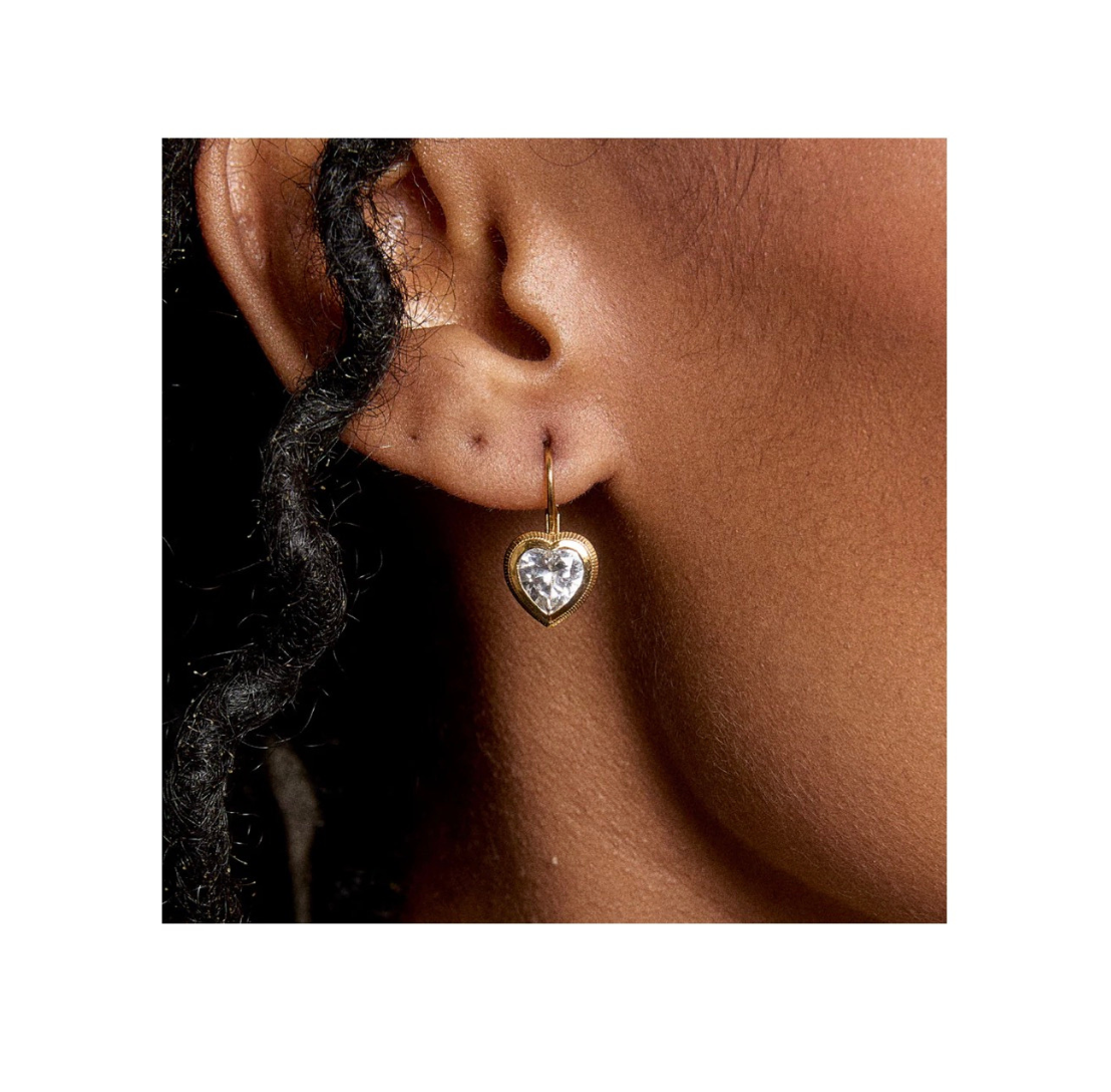 HART Bezel Heart Drop Earrings