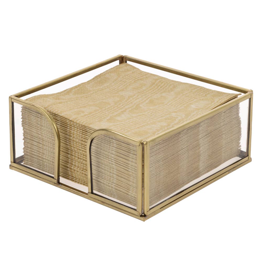 Gold Edge Glass Cocktail Napkin Holder