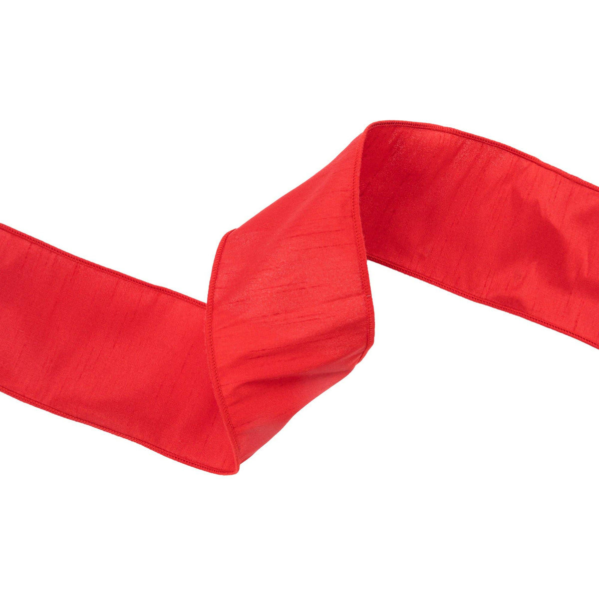 4" Wired Dupioni Ribbon | Red | 10 Yard Roll