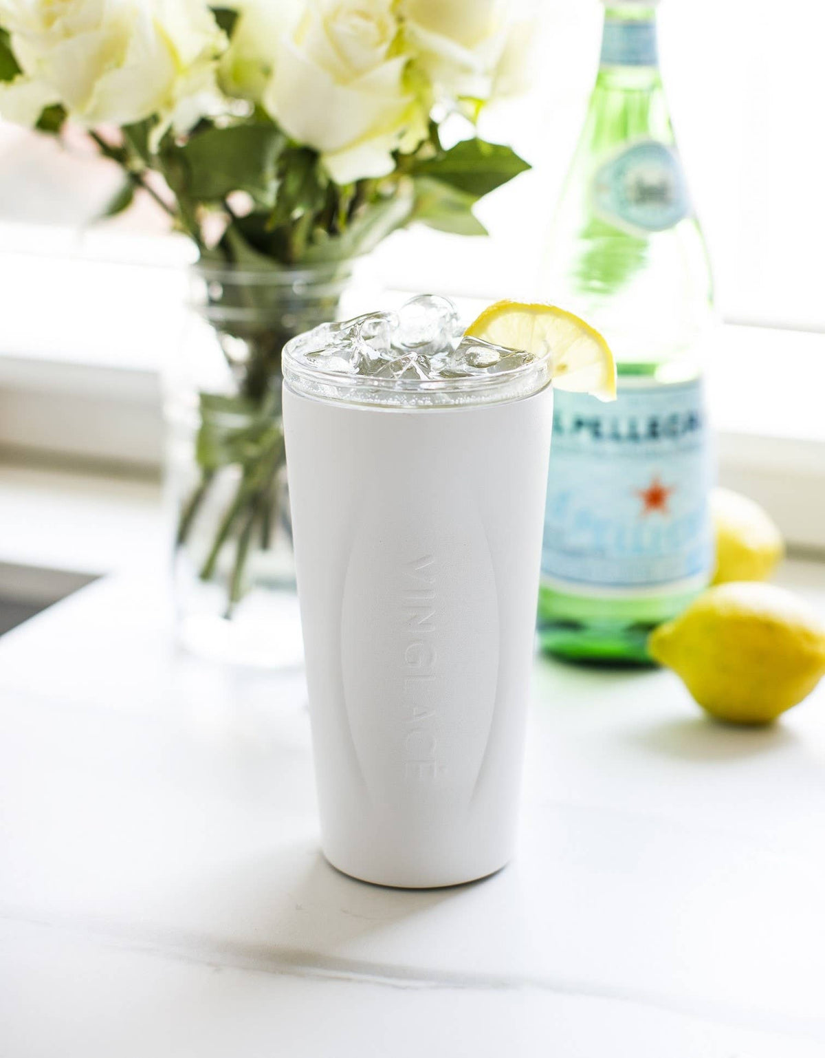 White Glass Lined Tumbler 14 oz.