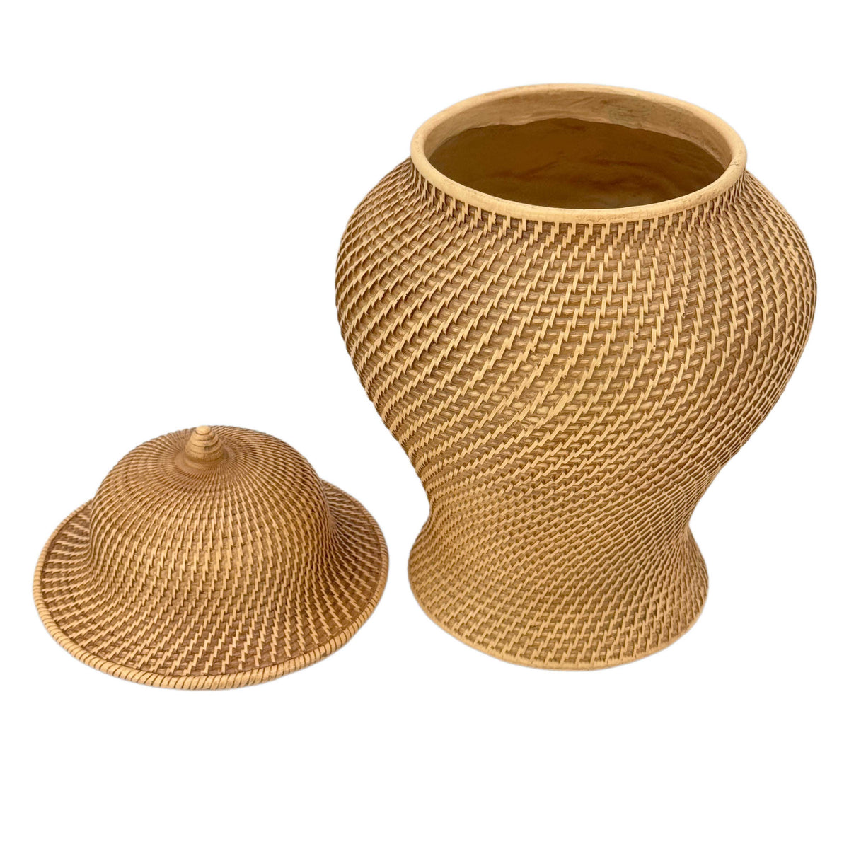 16" Ceramic Wicker Jar