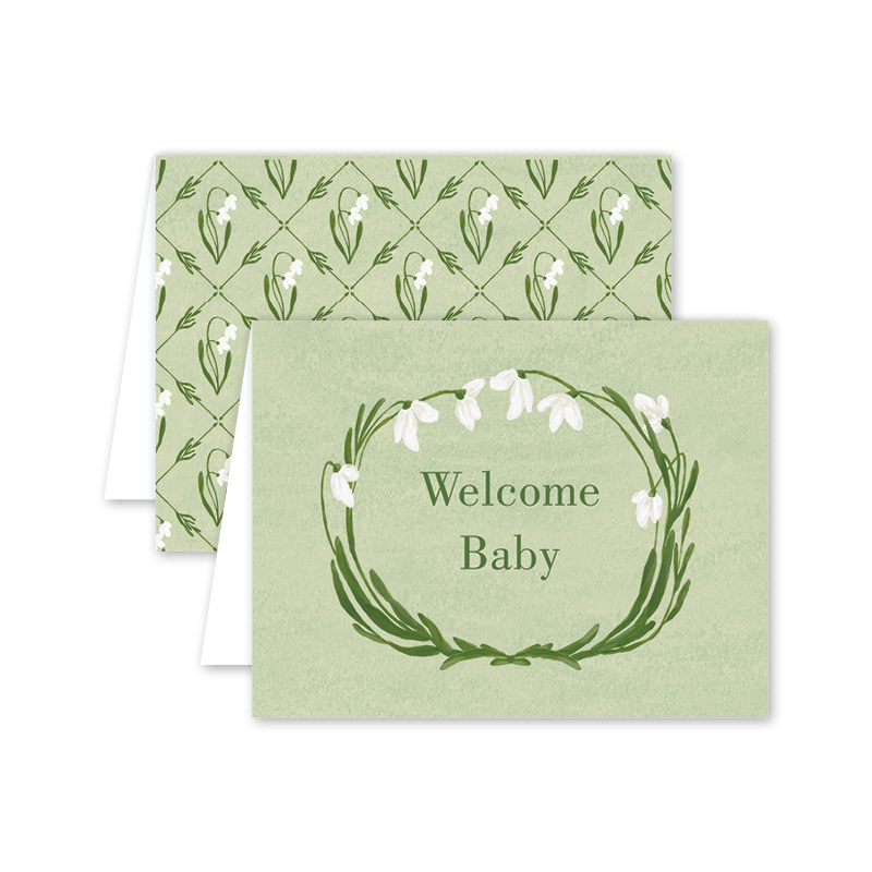 Snowdrop Meadow Baby Green: Single Card