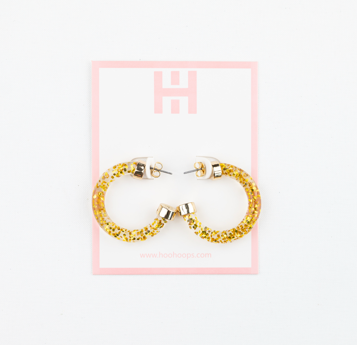 Gold Glitter Lightweight Acrylic Hoop Earrings: Large