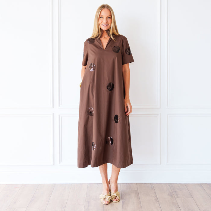 Georgia Sequin Brown Dress