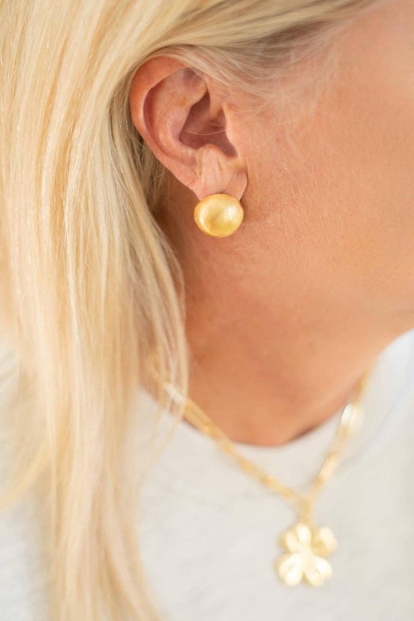 18mm Georgia Brushed Ball Studs - 18k Gold Plated - WS: Post