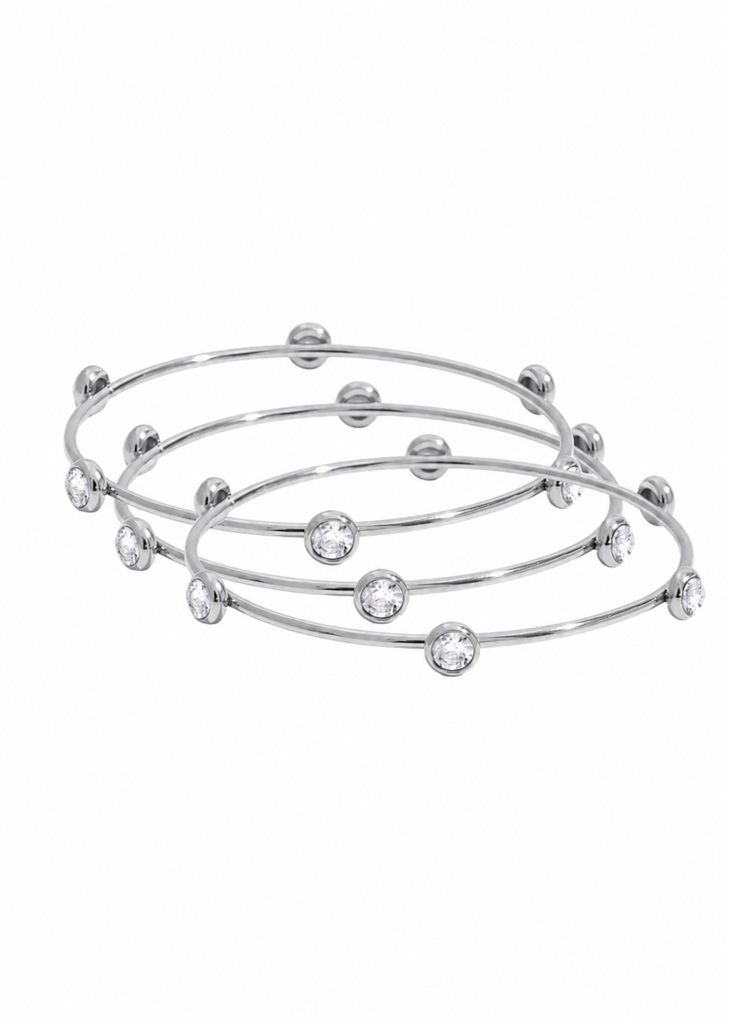 Silver Diamond Bangle Set