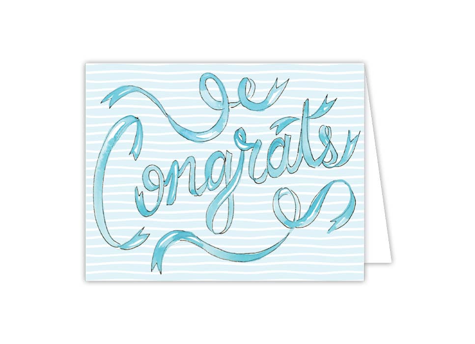 Congrats Blue Ribbon Letters Greeting Card