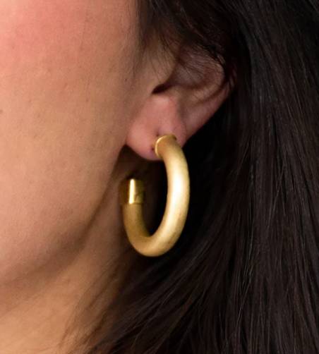 Brushed Gold Lightweight Hoop Earrings: Small
