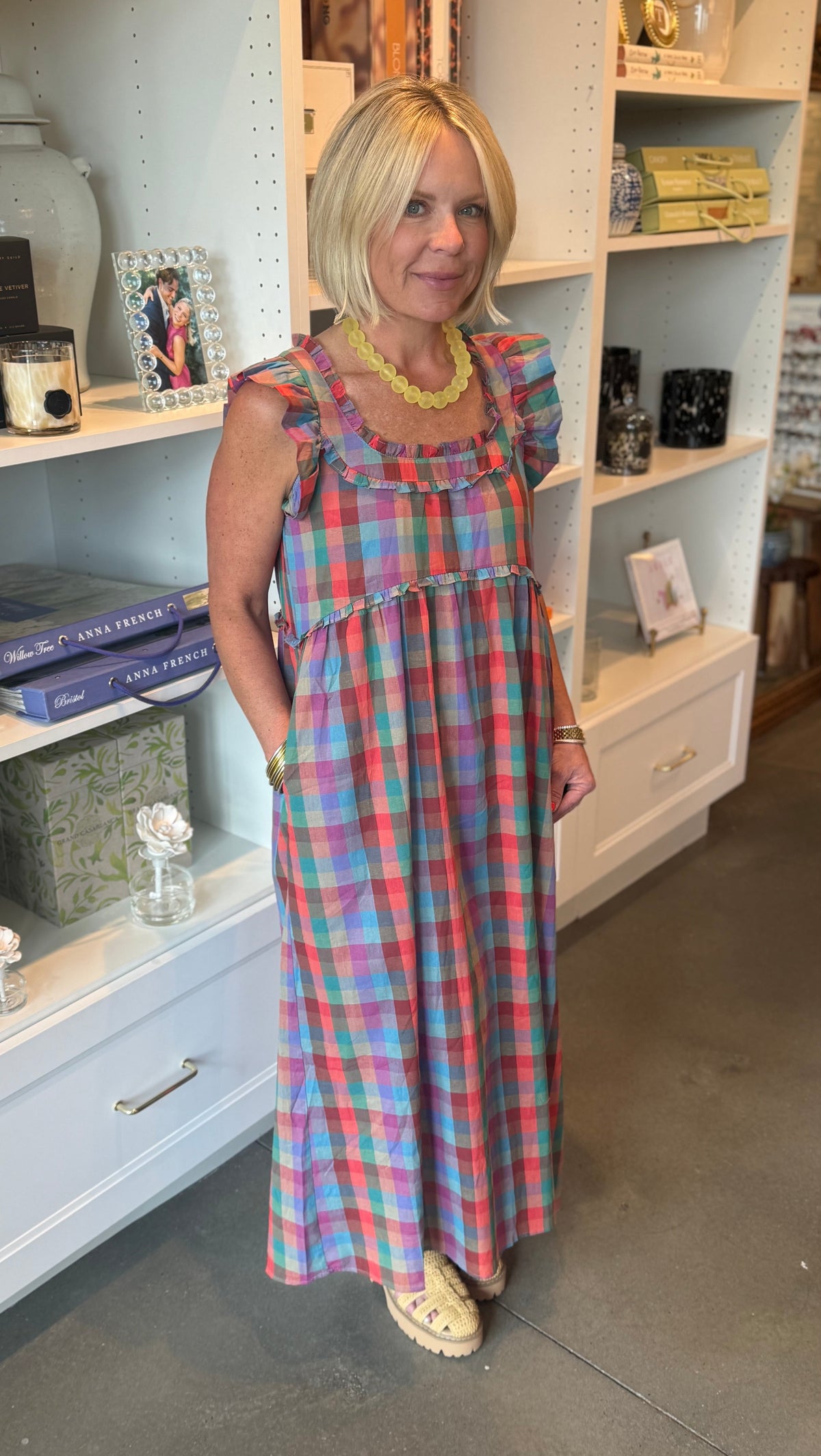 Watercolor Plaid Dress