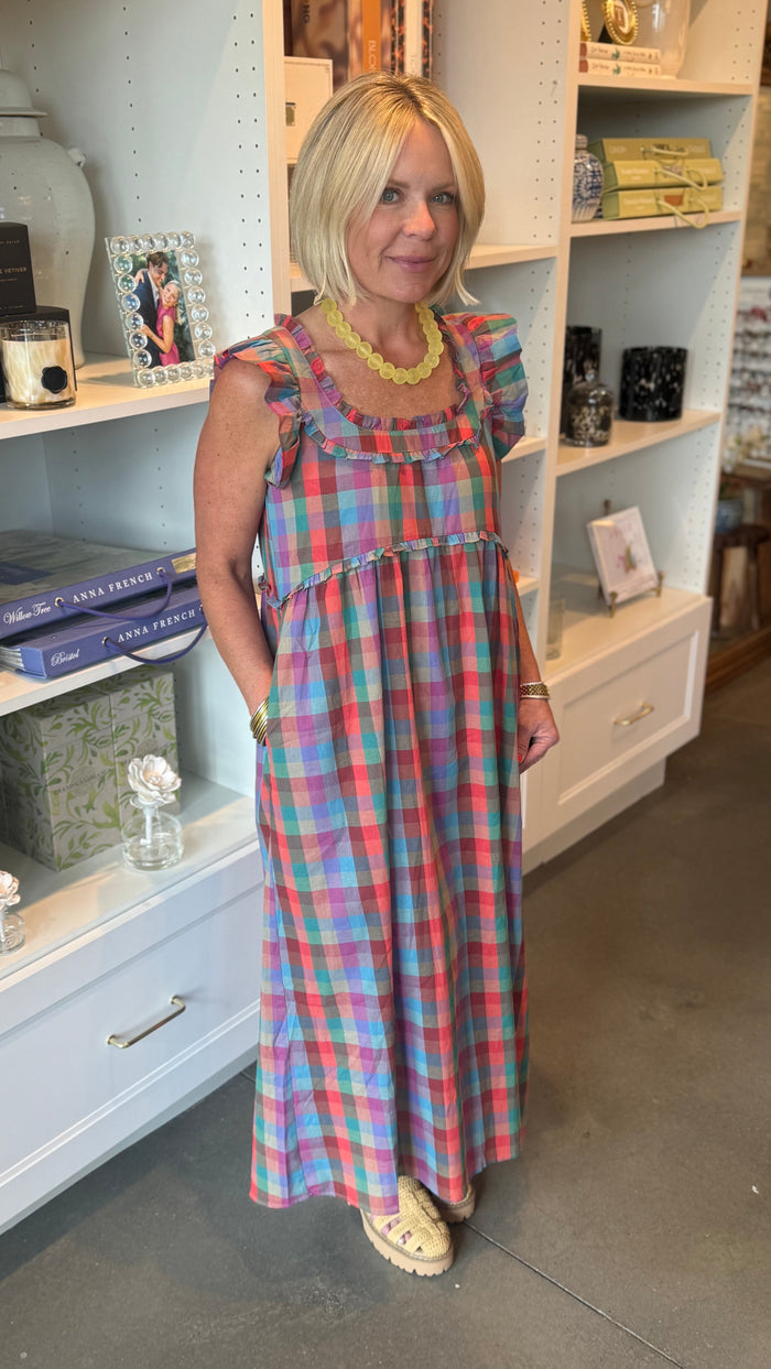 Watercolor Plaid Dress