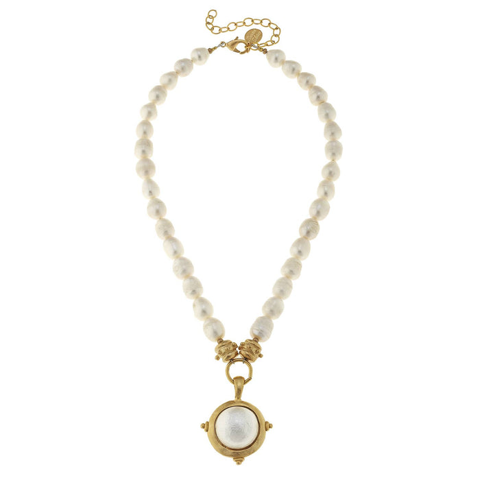 Cotton Pearl on Genuine Freshwater Pearl Necklace
