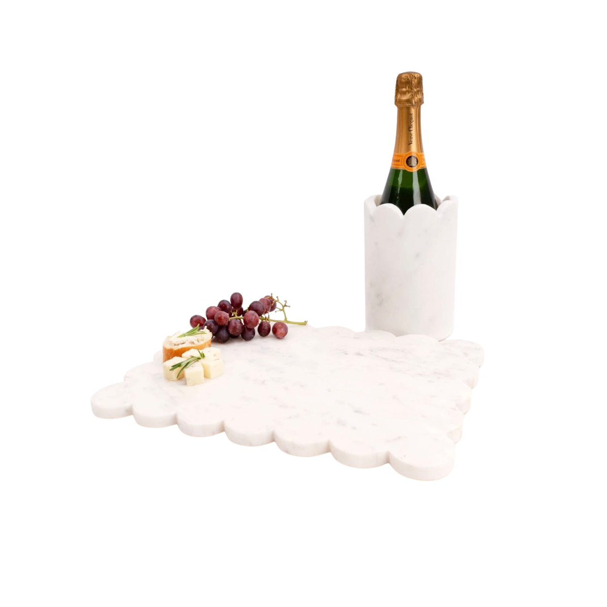 White Marble Scalloped Wine Chiller