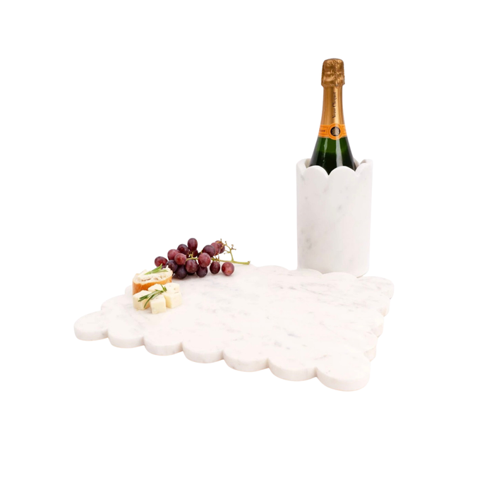 White Marble Scalloped Wine Chiller
