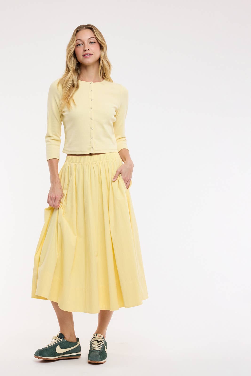 Lemon Cardigan Skirt Set