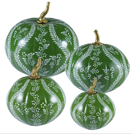 Small Green Pumpkin with White Trellis