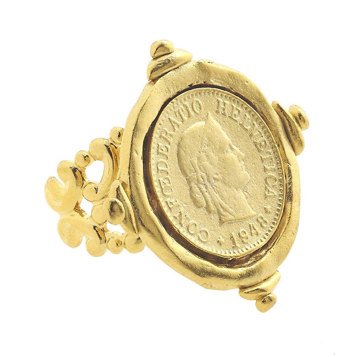 Handcast Gold Coin Adjustable Ring