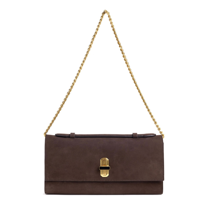 The Suede Heirloom Clutch: Chocolate