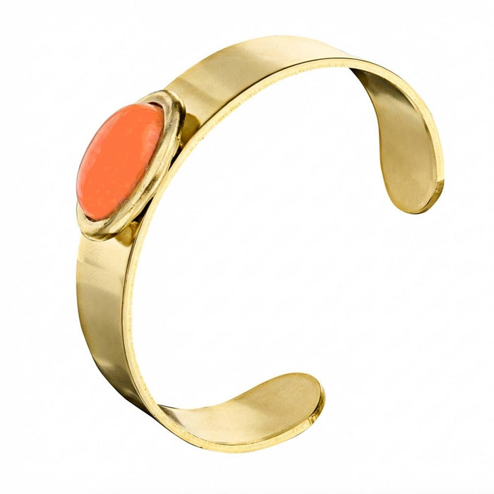 Pink Coral Oval Cabochon Cuff