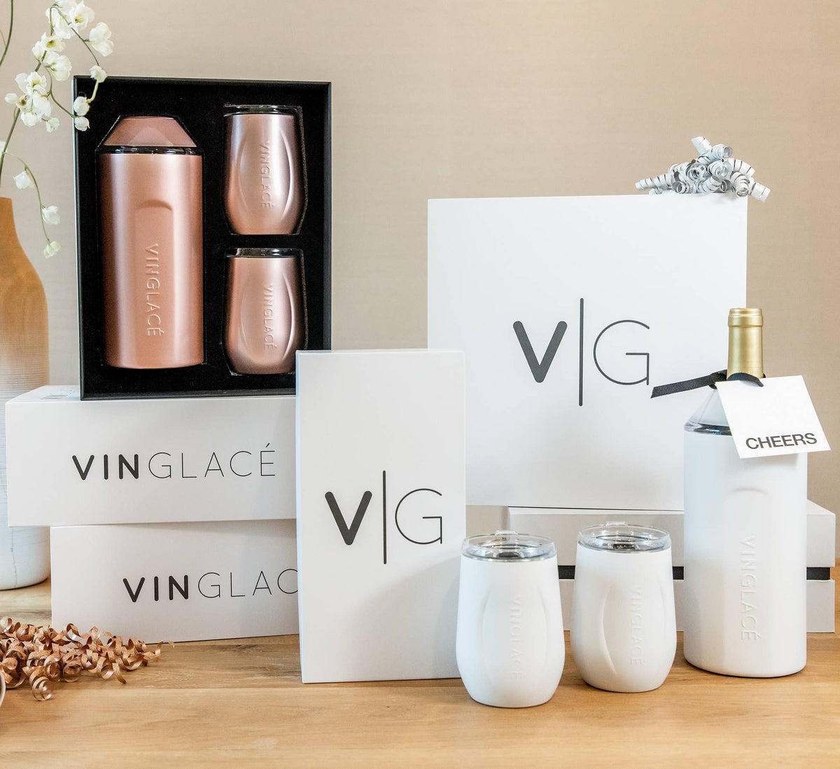 Copper Wine Gift Set with Glass Lined Wine Glass Pair