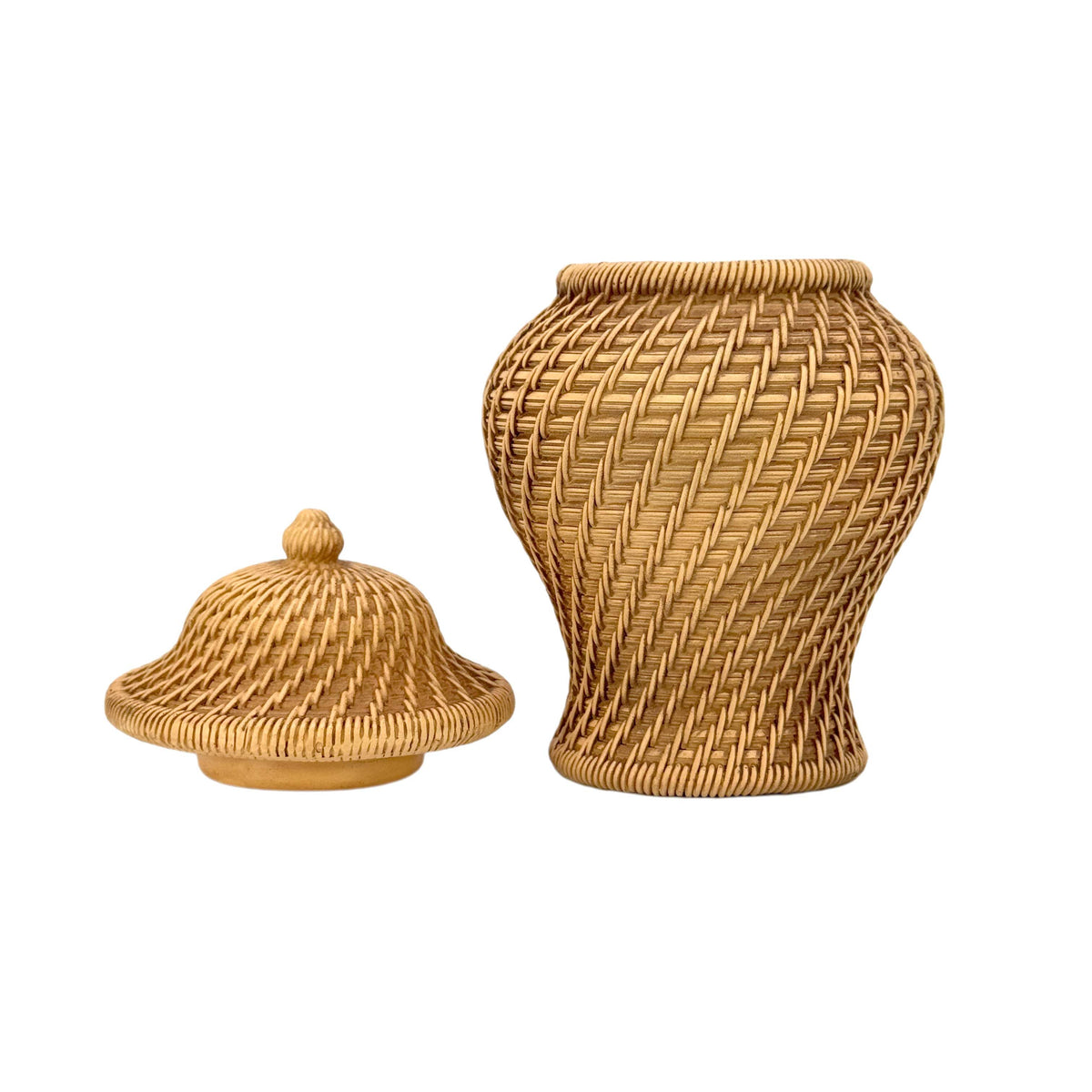 8" Ceramic Wicker Jar