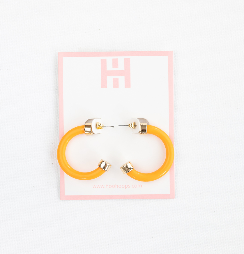 Bright Orange 1-Inch Lightweight Acrylic Hoop Earrings
