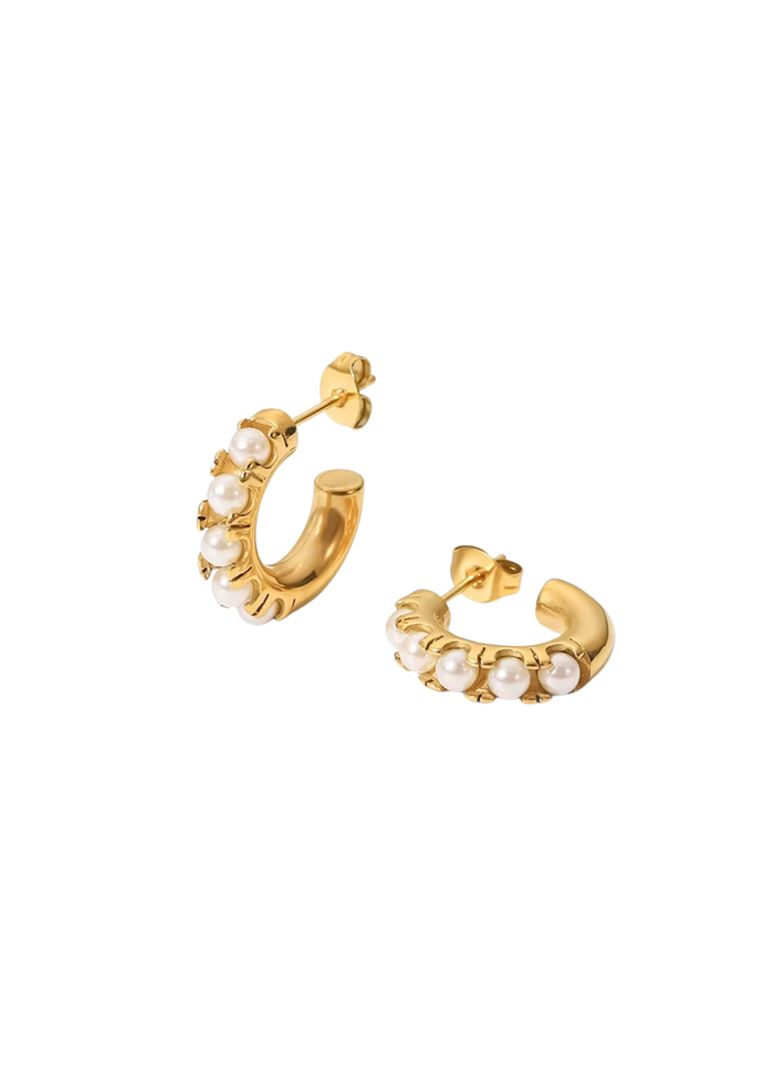 Abby Pearl Hoops Hypoallergenic Water Resistant