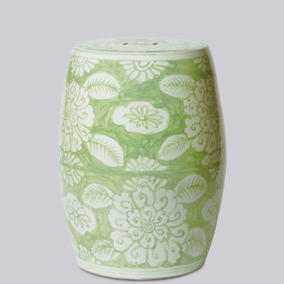 Green and White Porcelain Floral Garden Seat