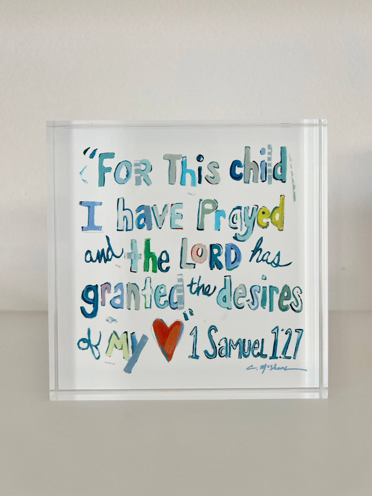 1 Samuel 1:27 Acrylic Shelfie Blue